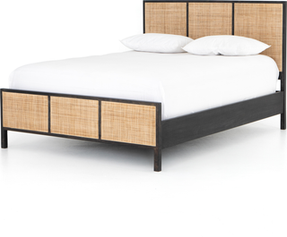 Luna Queen Bed  -  Black Wash