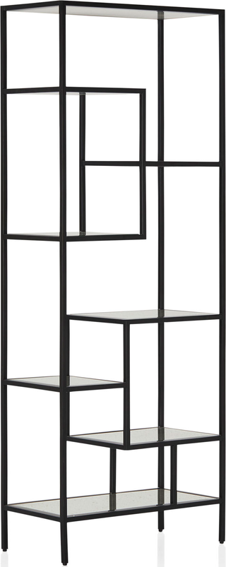 Arden Mirrored Shelving Unit  -  Black