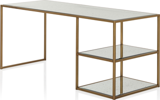 Arden Mirrored Desk  -  Brass