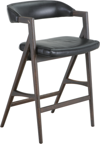 Addison Counter Stool – Seared Oak/Black Leather - Counterstool
